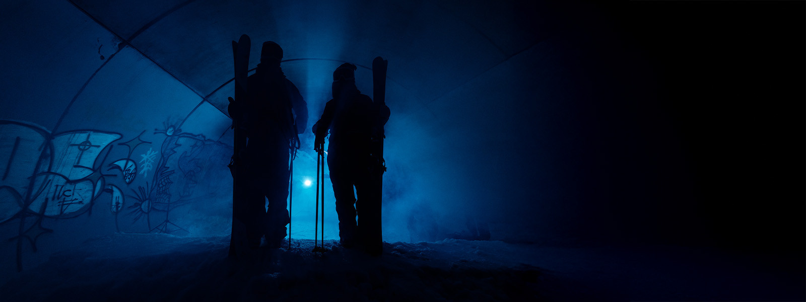 Astrid Cheylus and Mateo Socquet photographed in an ice tunnel